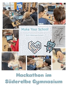 Collage mit Eindrücken von den Hackdays am Süderelbe Gymnasium